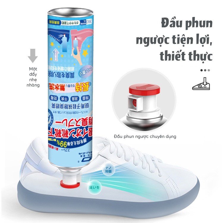 Chai xịt Khử Mùi Giày Dép Chống Hôi Chân Diệt Khuẩn Hiệu Quả Đến 24h 260ML