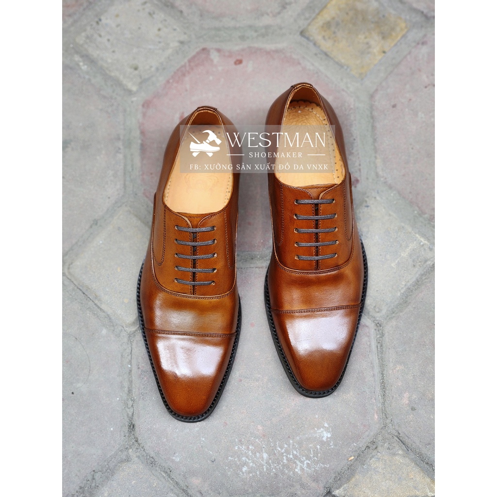 Giày nam Oxford Cap-toe Da Thật Westman W0001 - Màu Light Brown
