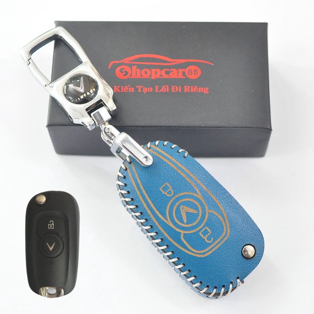 Bao Da chìa khoá xe Vinfast Fadil. chìa cơ chuôi gập. Da Bò chuẩn mẫu