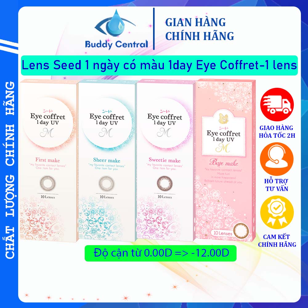 Lens Seed 1 ngày có màu Eye coffret 1 day UV độ cận từ 0 đến -12 độ (1 lens/1 bên mắt) - Buddy Central