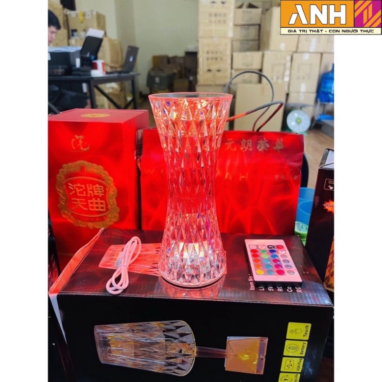 Đèn màu pha lê cảm ứng, đèn ngủ kim cương LED, đèn ngủ acrylic trang trí nhà đèn ngủ pale 16 màu