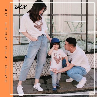 Áo Thun Gia Đình Mùa Hè In Hình Nai Da Beo DLX