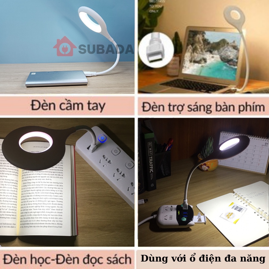 Đèn led usb chống cận bảo vệ mắt để bàn học làm việc SuBaDa kiêm đèn ngủ nhỏ gọn tiện lợi tiết kiệm điện DU01 | BigBuy360 - bigbuy360.vn