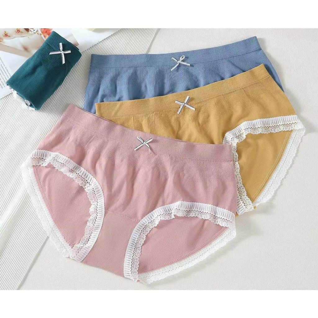 Sỉ 10 Quần lót nữ cạp cao cotton kháng khuẩn siêu mềm cạp viền lụa