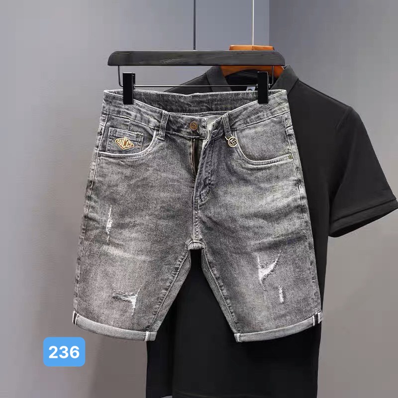 Quần Short Lửng Nam Màu Xám Đậm OBOKFASHION, Quần Bò Ngố Nam Kiểu Thời Trang Cao Cấp QSN3335