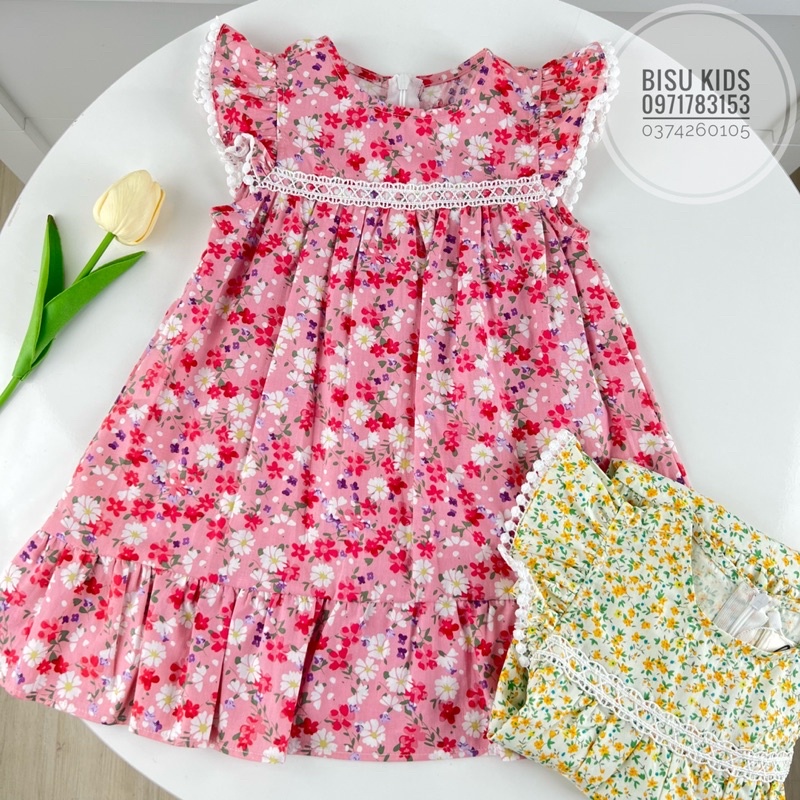 Váy công chúa bé gái,Váy bé gái cánh tiên phối ren chất lụa nhật size 8-32kg