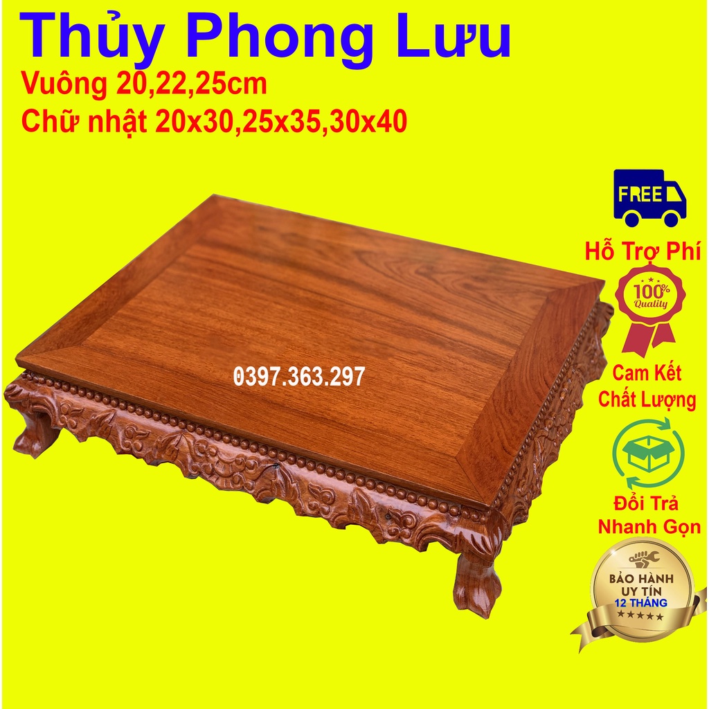 Đôn kỷ chân quỳ gỗ hương trạm rồng,đế kê tượng gỗ cao 9cm