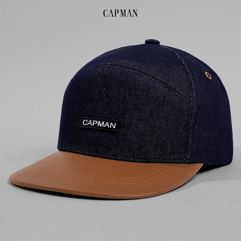Mũ snapback lưỡi ngang CAPMAN chất jean denim CM58