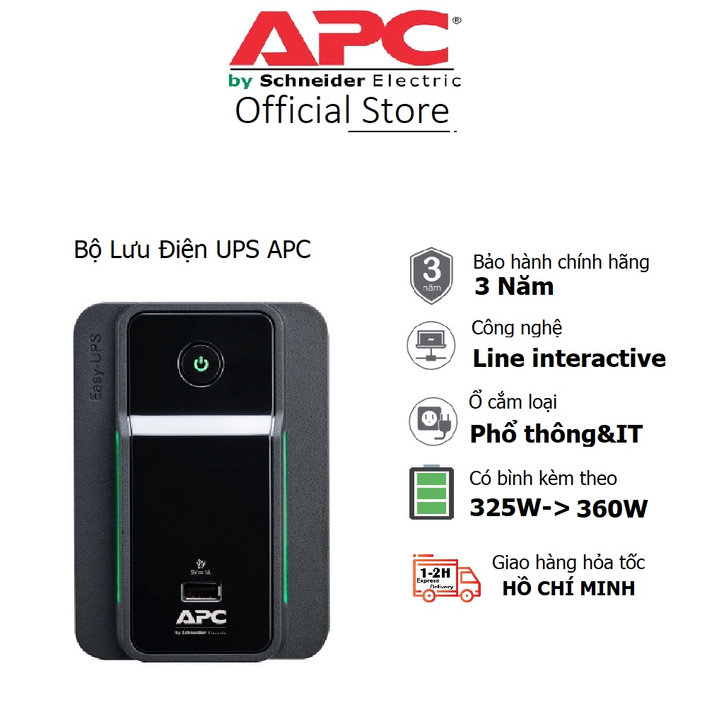 (Có Ắc Quy) Bộ lưu điện UPS APC BVX700LUI-MS I BX650LI-MS - Bảo hành 3 năm