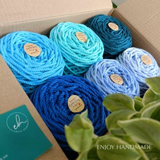 6 màu xanh dương dây thừng macrame cotton 3 xoắn, 3mm / 5mm