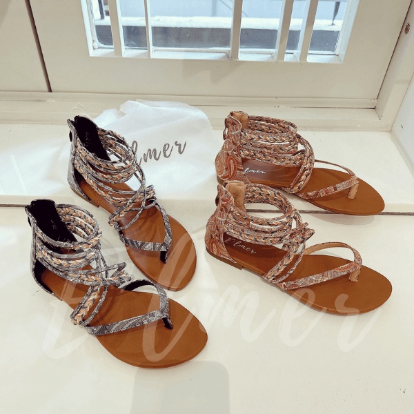 Giày Nữ Sandal Chiến Binh 2 Màu Đen Nude Elmer