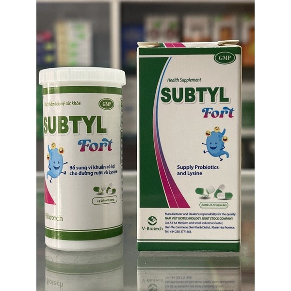 Subtyl Fort - 20 viên - bổ sung vi khuẩn có lợi cho đường ruột và Lysine