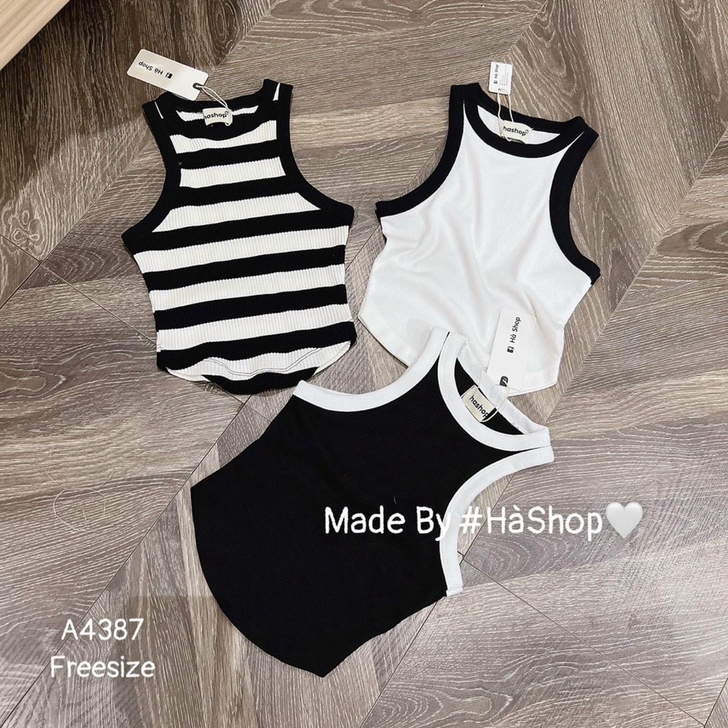 Áo ba lỗ croptop nữ 3 họa tiết xinh xắn, áo ba lỗ vạt bầu