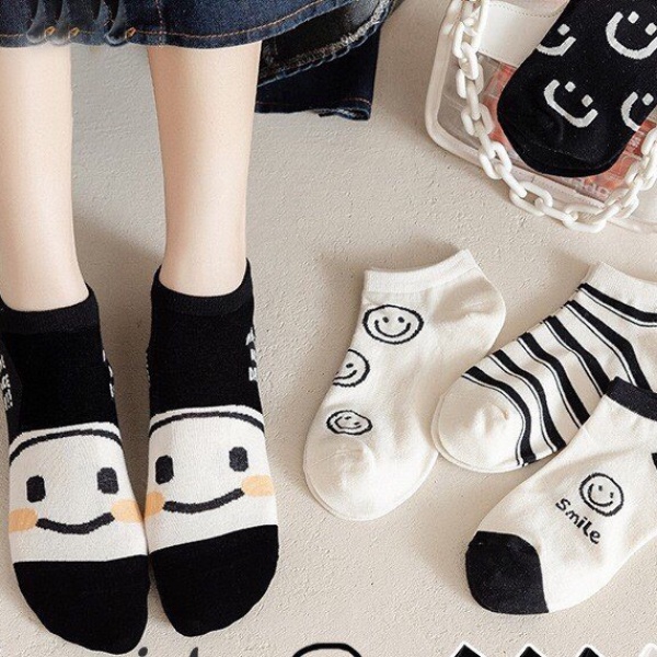 Vớ chân nữ cổ ngắn trăng đen tất nữ vớ cute chân tất vớ mã VC002 ANAN