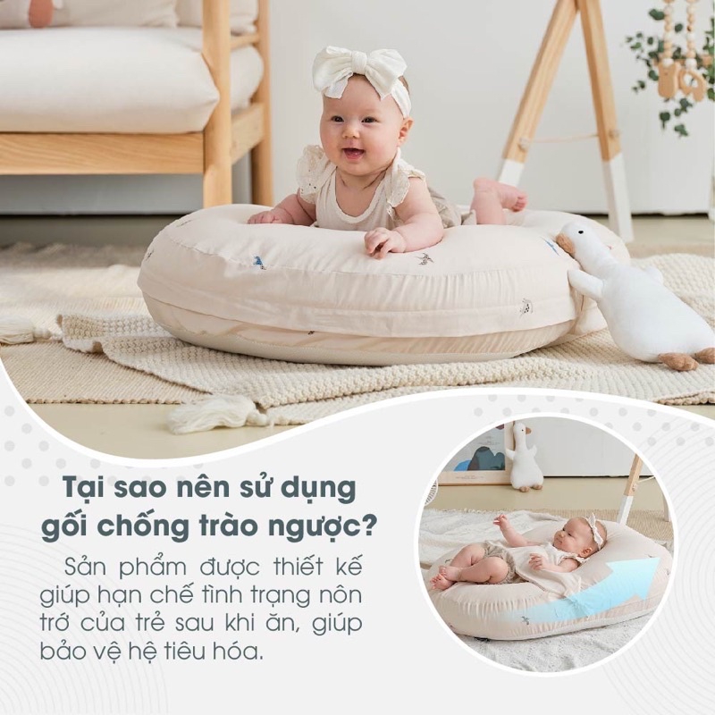 Gối Chống Trào Ngược Cho Bé Sơ Sinh UNBEE Chất Liệu Xô Muslin Mềm Mại, Thoáng Khí, An Toàn Cho Bé