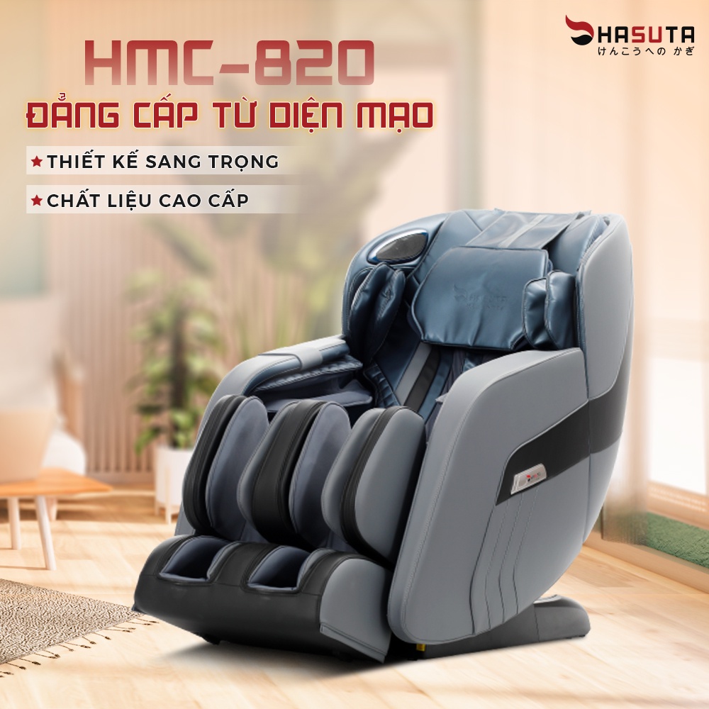 Ghế massage Hasuta HMC-820,massage 4D cao cấp, êm ái, hệ thống túi khí dày đặc,đa dạng chế độ massage
