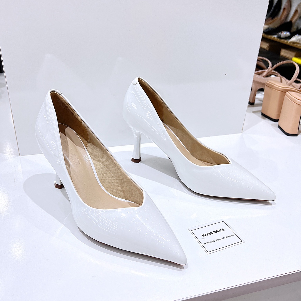 Giày cao gót da bóng mũi nhọn gót nhọn cao 7cm C026 - HACHI SHOES