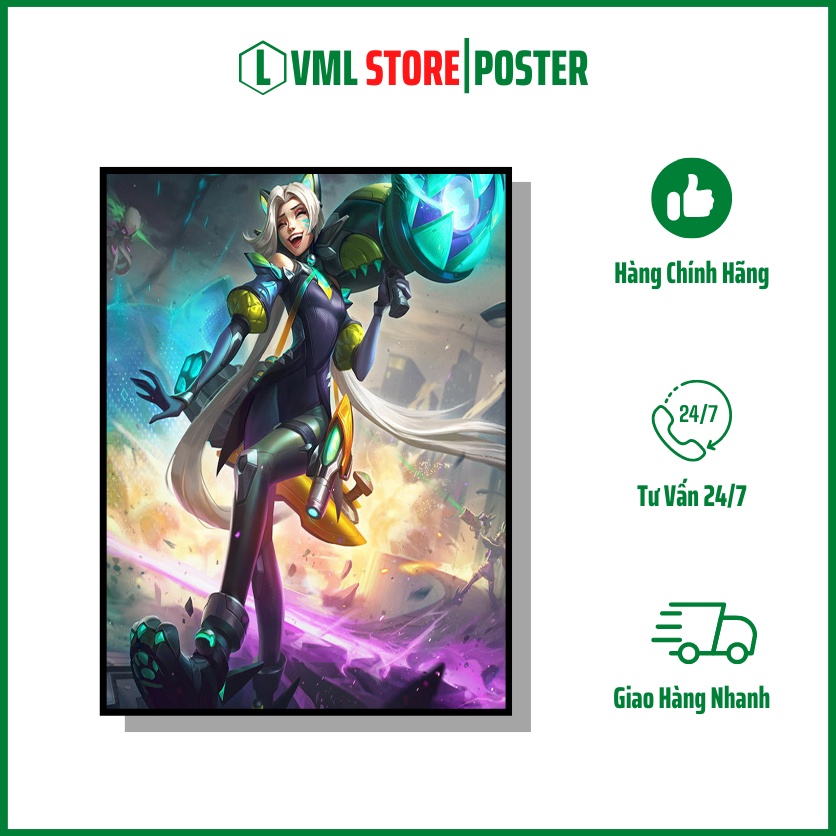 Tranh JINX Liên Minh Huyền Thoại, Tranh Treo Tường Trang Trí Phòng Khách,Ngủ VML-Top 12 Tranh,Poster