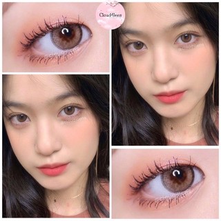 Kính áp tròng NÂU VIỀN Jel Brown cận 0-10 độ size S giãn nhẹ giá 1 đôi