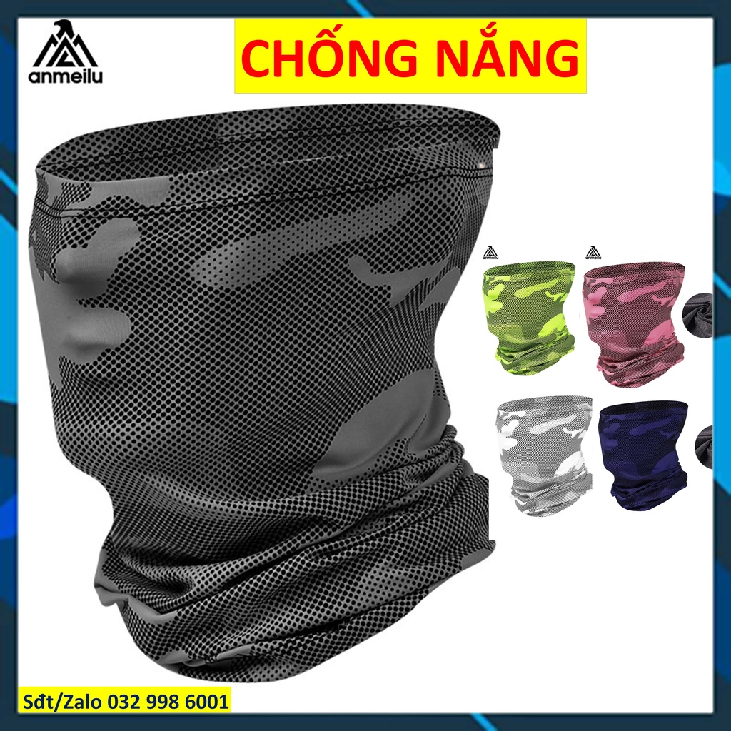 Khăn chống nắng họa tiết chống tia UV lụa mát cao cấp chính hãng Anmeilu 2506b Ống khăn cố chống nắng Khăn che mặt magic