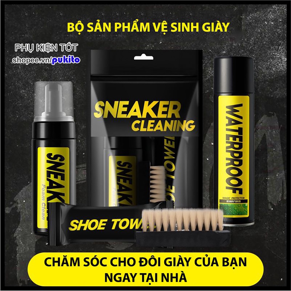 Bộ Vệ Sinh Giày Giặt Giày Khô Siêu Tốc Đa Năng Dry Shoe Cleaning Kit ( Dụng Cụ Chăm Sóc Xịt Bọt Làm Sạch Giày Phủ Nano )