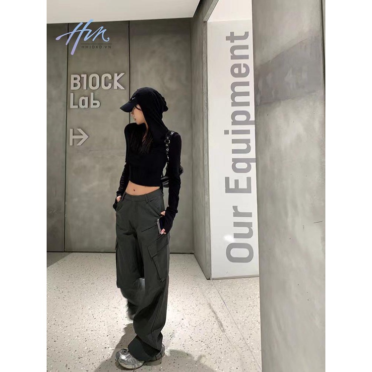 Quần Yếm Lưng Cao Dáng Ôm Màu Xám Đậm Phong Cách Mỹ Thời Trang Mới 2023 Cho Nữ