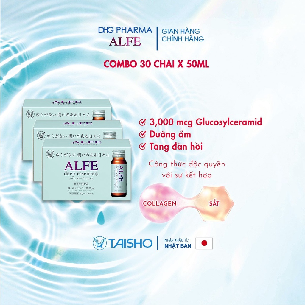 Collagen uống ALFE Deep Essence giúp tăng cường độ ẩm và độ đàn hồi cho da 30 chai x 50ml - Chính hãng DHG Pharma