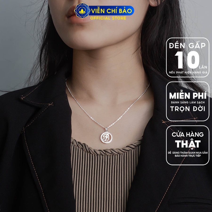 Dây chuyền bạc nữ mặt chữ B khoanh tròn chất liệu bạc 925 thời trang phụ kiện trang sức Viễn Chí Bảo D400693