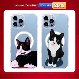 Ốp Lưng Iphone 16 Pro/15+/14/13 Pro Max/12/XS/...Từ Tính Hỗ Trợ Sạc Không Dây Hình Mèo Tam Thể