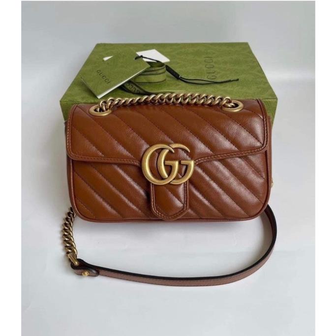 Túi Xách Gucci Marmont Nâu Size 22/26  -  By Willow.luxury