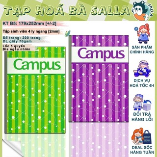 Lốc 5 Quyển tập sinh viên Trend 200 trang Campus ( NB-BTRE200 - 4 ly ngang )