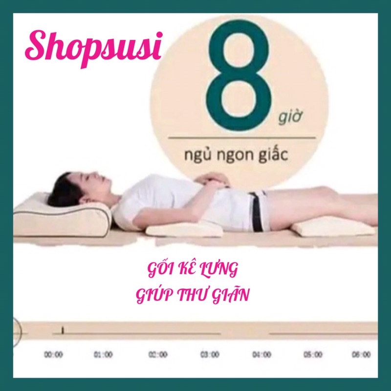 Gối kê lưng cho người đau lưng, tthoát vị đĩa đệm cột sống lưng, chất liệu mút cao cấp êm khi nằm, tặng kèm 1 vỏ gối