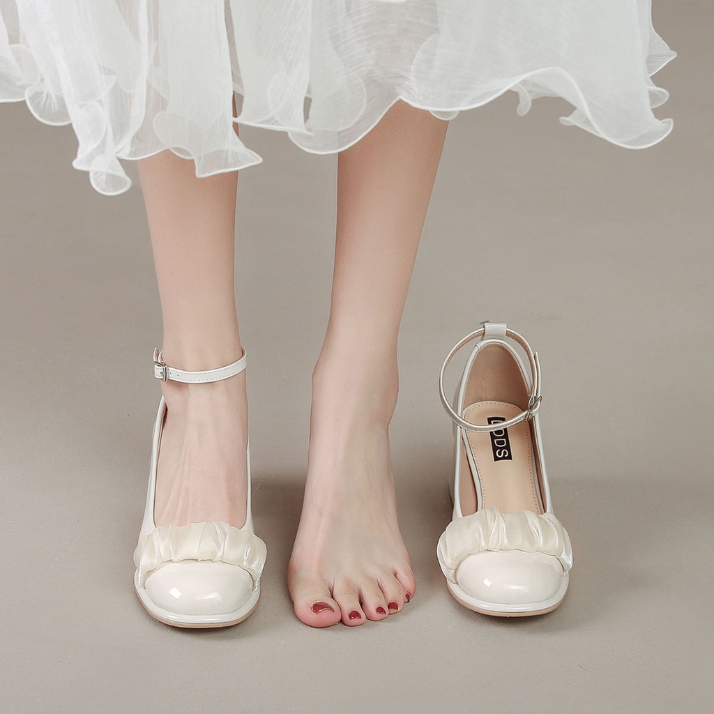 Giày gót thô cao gót giày Mary Jane nữ