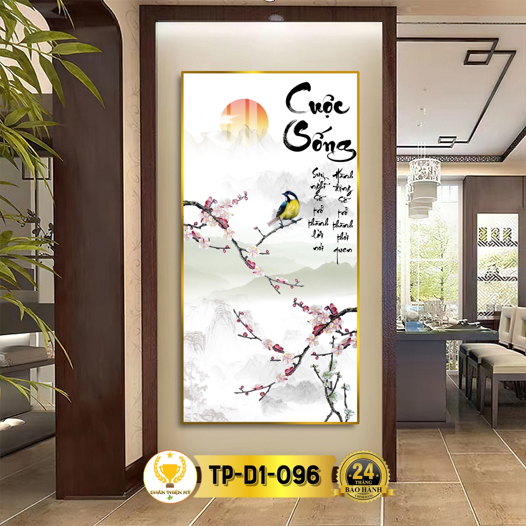 Tranh Treo Tường Decor Chữ Cuộc Sống Thư Pháp Tráng Gương CHÂN THIỆN MỸ, Quà Tặng, Trang Trí Phòng TP-D1-096