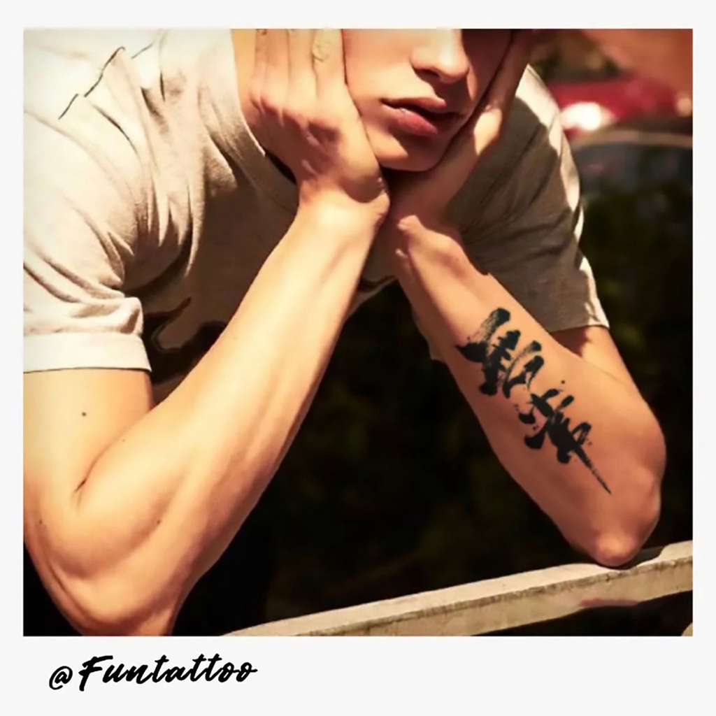 Hình Xăm Dán Tạm Thời Chữ Tàu Funtattoo Kéo Dài 15 Ngày R68 Chống Nước Chống Cọ Xát