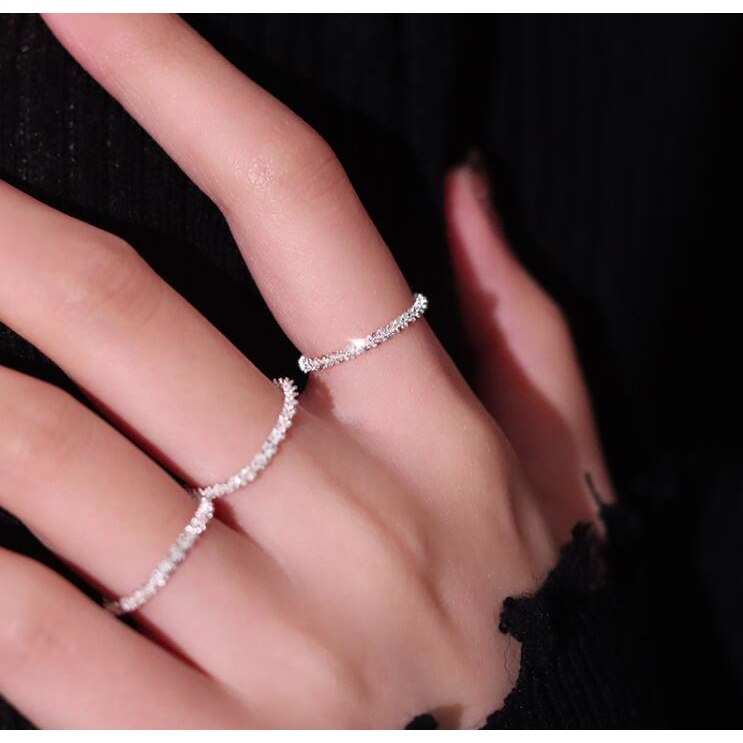 1 Nhẫn nữ hợp kim mạ bạc 925 lấp lánh phong cách hàn quốc cá tính