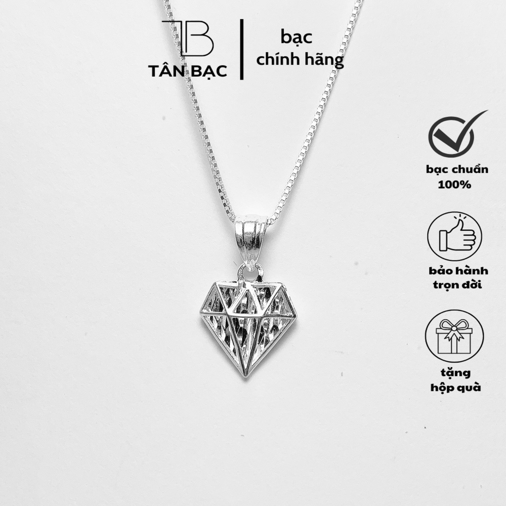 vòng cổ nữ , bạc đẹp , mặt kim cương nổi bật , luôn thu hút ánh nhìn