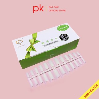 Móng nối, móng típ ống tre nhám sẵn HSM màu trắng đục hộp giấy