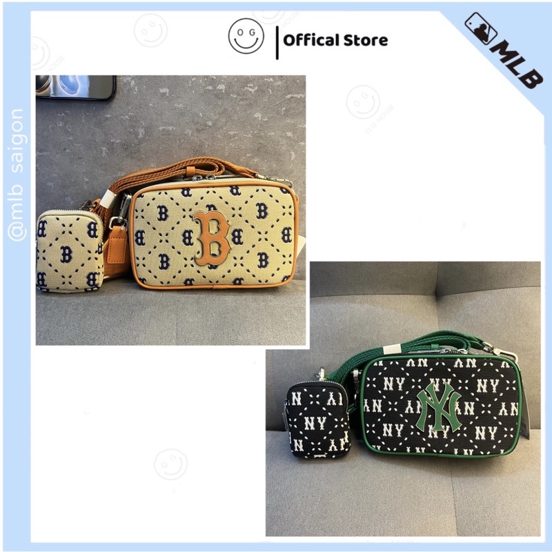 Túi Đeo chéo MLB Classic Monogram Jqd Camera Bag Boston Redsox 3ACRS013N-43SAL màu vàng logo chữ b Ny