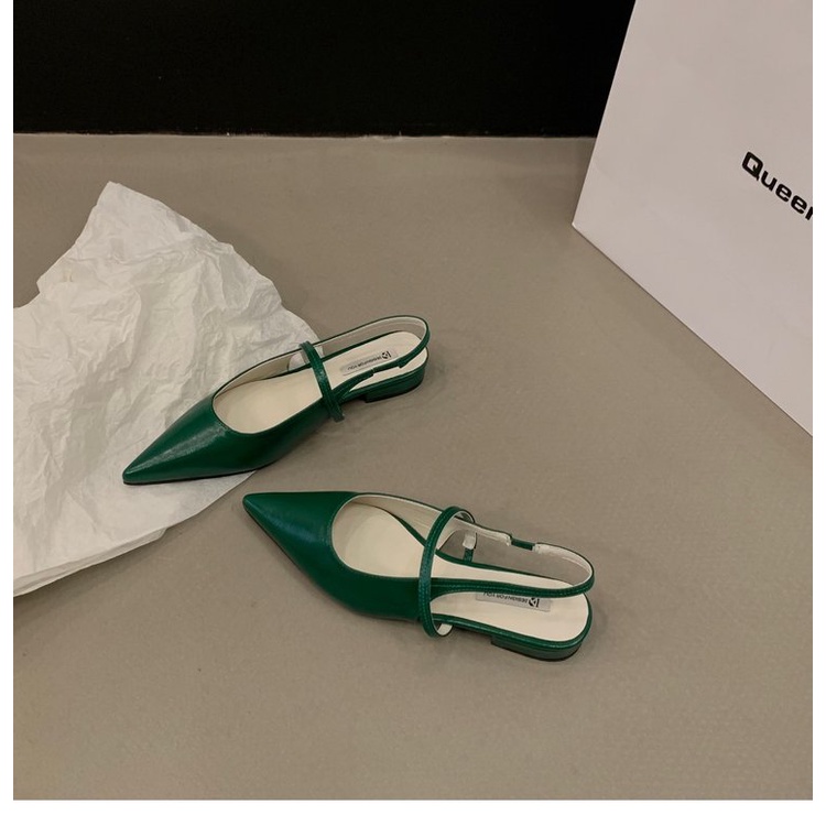 Giày Xăng Đan Gót Thấp Mũi Nhọn Phối Dây Sau Lưng Thời Trang Trẻ Trung