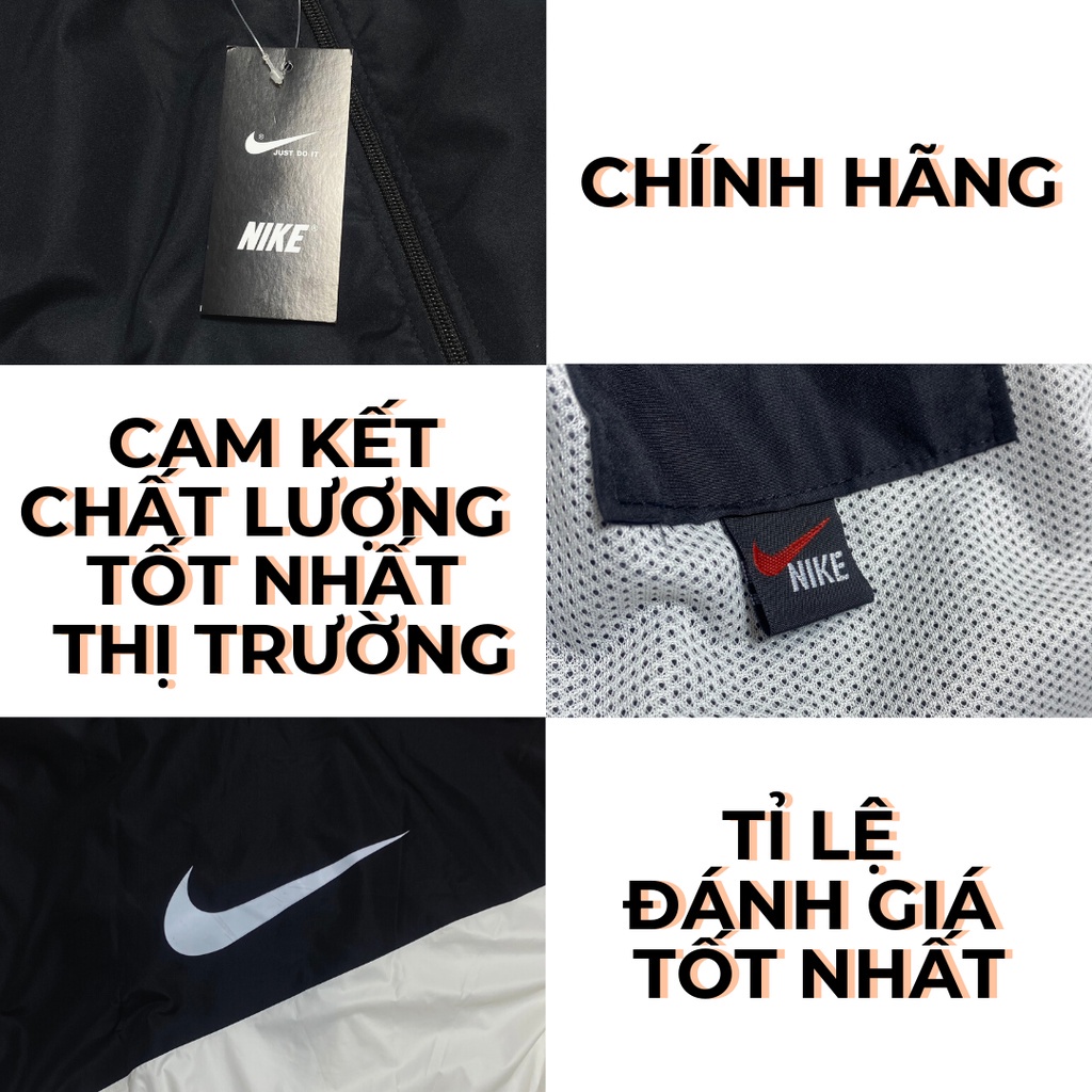 Áo khoác gió Nike chính hãng đôi nam nữ 2 lớp unisex chất liệu dù cao cấp unisex form rộng brand jacket 125