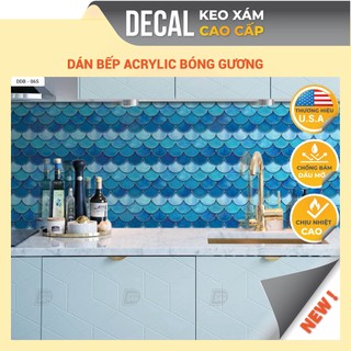 Giấy Decal dán bếp KEO XÁM chuyên dụng mẫu vảy cá bóng gương chịu nhiệt tốt,chống dầu mỡ kích thước 120x60cm,DDB-065