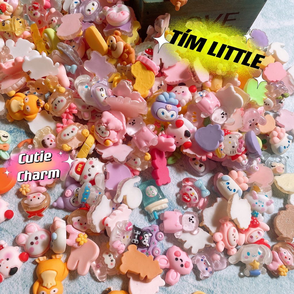 Set 100 charm hình thú dày đẹp đa dạng mẫu mã dùng để làm slime handmade trang trí ốp lưng điện thoại