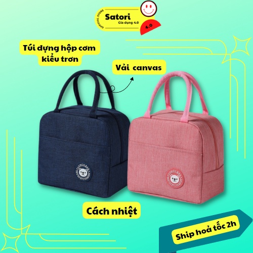 Túi Đựng Hộp Cơm Giữ Nhiệt Kiểu Trơn Vải Oxfoxd chống thấm nước Có Quai Xách Tiện Dụng