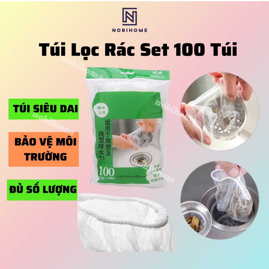 Túi lọc rác bồn rửa chén Nobihome, combo 100 túi lọc rác bồn rửa bát siêu dai siêu bền