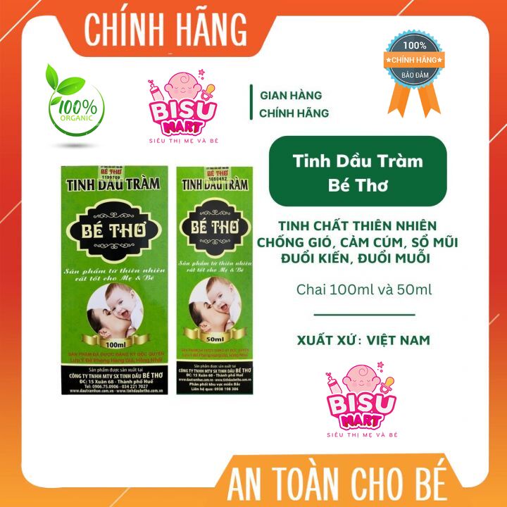 Tinh Dầu Tràm bé Thơ 50ml - 100ml  có tem chính hãng của cty Bé Thơ