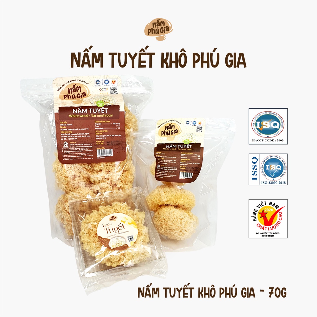 Nấm Tuyết Khô Cao Cấp Gói 100g/ 300g/ 500g - Nấm Phú Gia