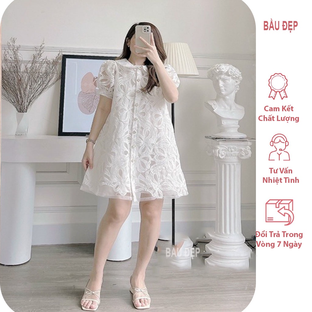 VÁY BẦU REN TRẮNG DỰ TIỆC- ĐẦM BẦU THỜI TRANG