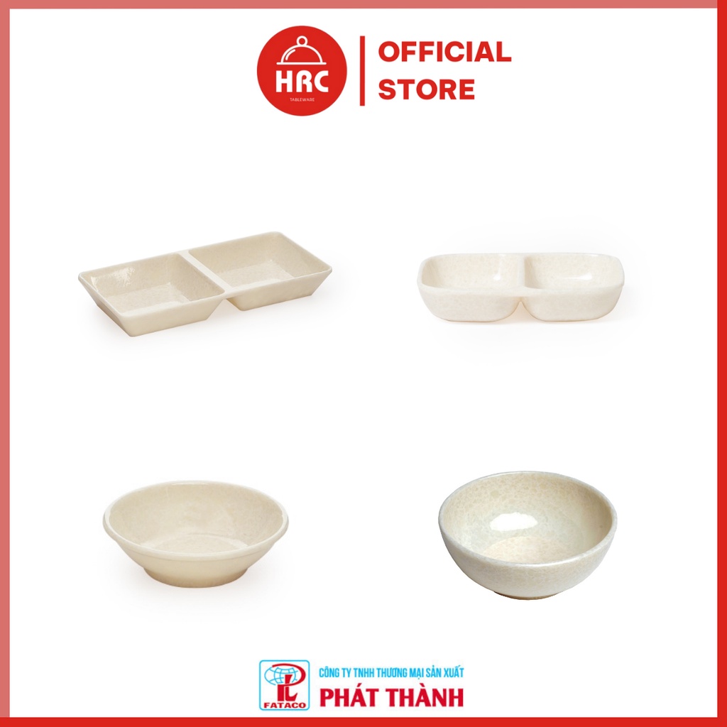 Đĩa chấm gia vị 2 ngăn nhựa phíp Melamine bền đẹp chính hãng - màu Trắng vân đá