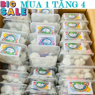 Tượng tô màu mini- bộ tô tượng tô màu số hóa cho bé 6 tượng và 10 tượng gồm hộp, khay, màu, cọ vẽ loại to